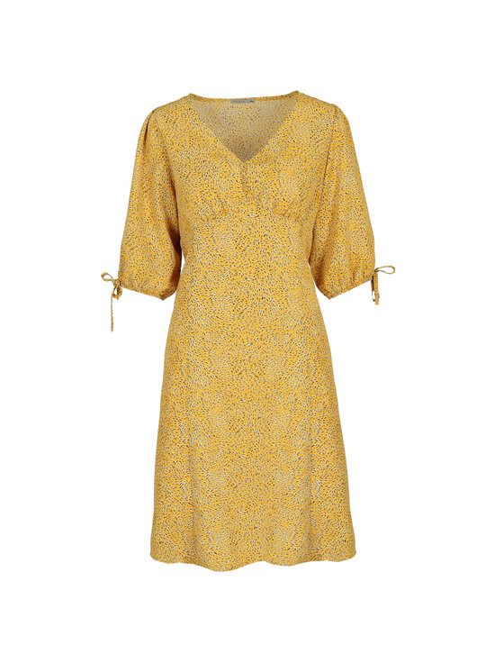 Perso Perso Letné šaty lekka z bufiastymi rękawami Žltá Regular Fit