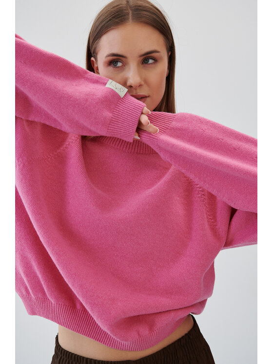 Fobya Fobya Sweter F2063 Różowy Basic Fit