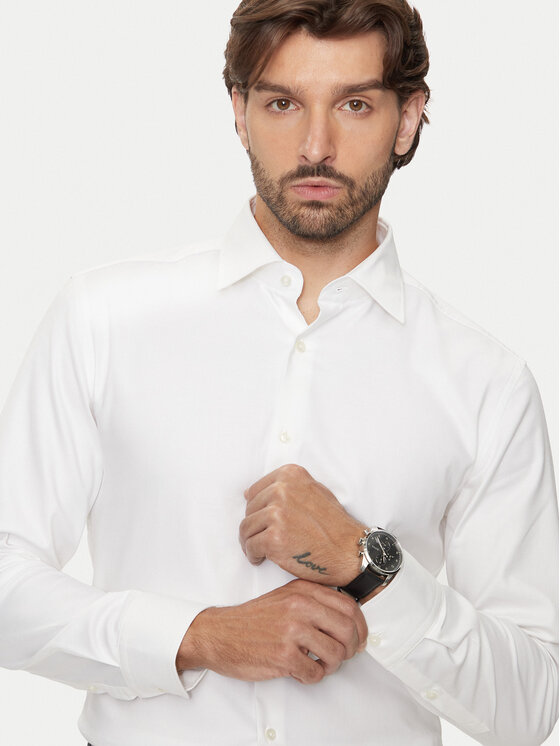 BOSS Boss Cămașă 50470583 Écru Slim Fit