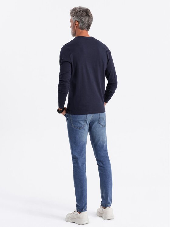 Ombre Ombre S dlouhým rukávem OM-LSBL-0108 Tmavomodrá Fitting Fit
