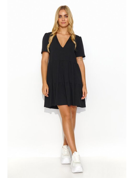 Makadamia Makadamia Sukienka codzienna M819 Czarny Loose Fit