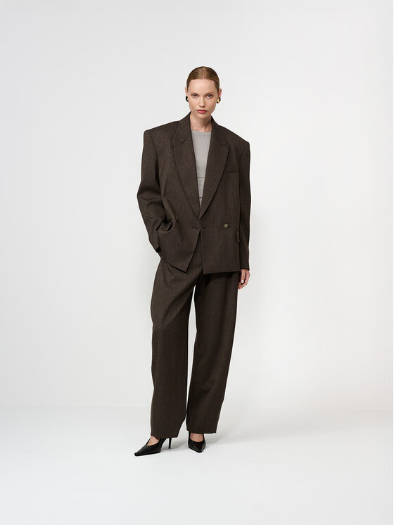 La Mania La Mania Spodnie garniturowe RHEA Brązowy Classic Fit