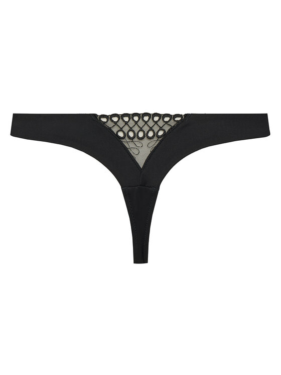 BOSS BOSS Kalhotky string Eyelet 50540420 Černá
