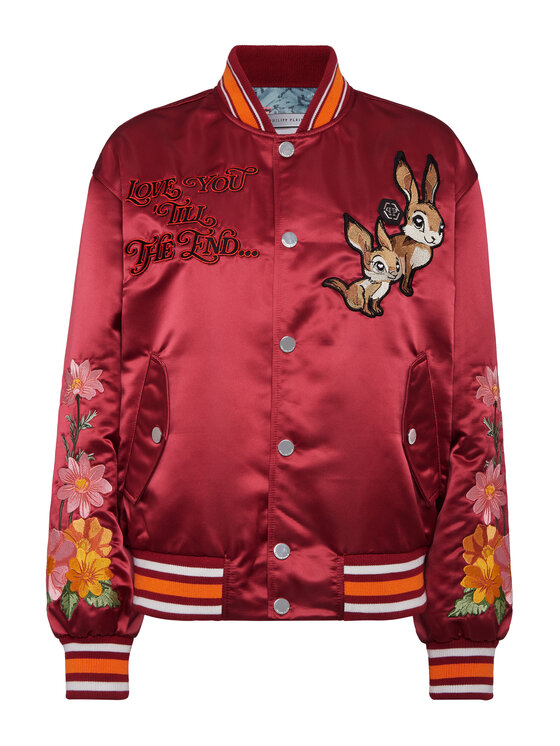 PHILIPP PLEIN PHILIPP PLEIN Kurtka bomber 26395 Bordowy Regular Fit