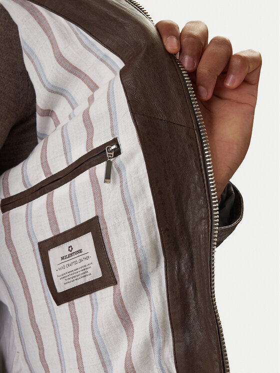 Milestone Milestone Шкіряна куртка Oliverio 611099 60770 Коричневий Regular Fit