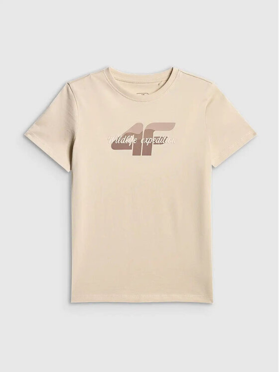 4F 4F T-Shirt 4FJWSS26TTSHF2885 Beżowy Active Fit