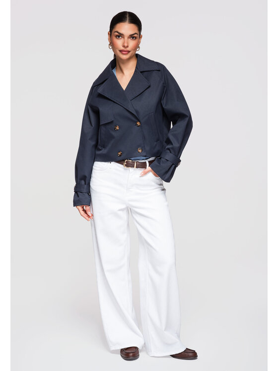 Ombre Ombre Kurtka przejściowa OW-JANP-0135 Granatowy Loose Fit