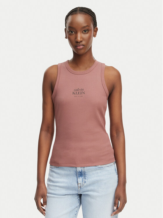 Calvin Klein Jeans Top LV047F239G Maro deschis Slim Fit