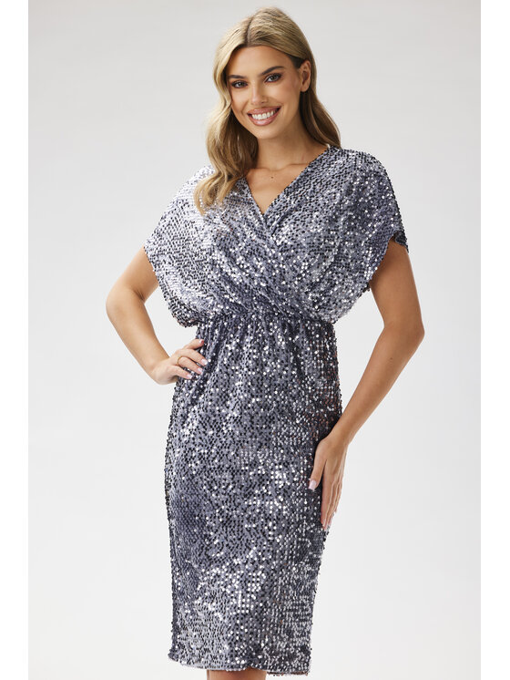 Awama Awama Sukienka wieczorowa A698 Szary Basic Fit
