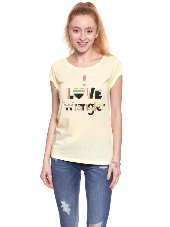 Wrangler Wrangler T-Shirt I LOVE TEE Żółty Regular Fit