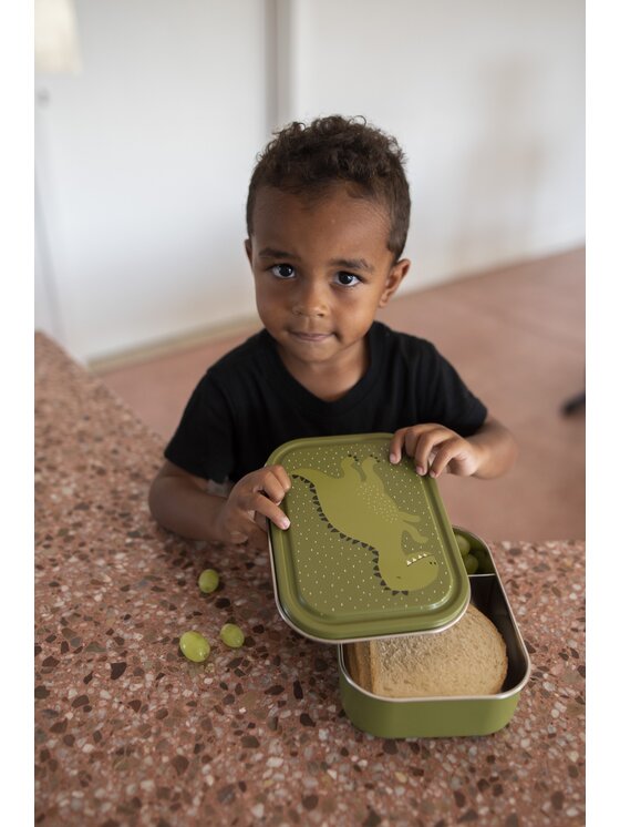 Trixie Baby Trixie Baby Lunchbox Duży stalowy lunch box - Dinozaur Zielony