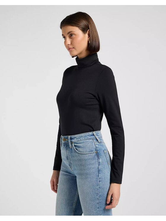 Lee Lee Sweter LS TURTLE NECK Czarny Slim Fit