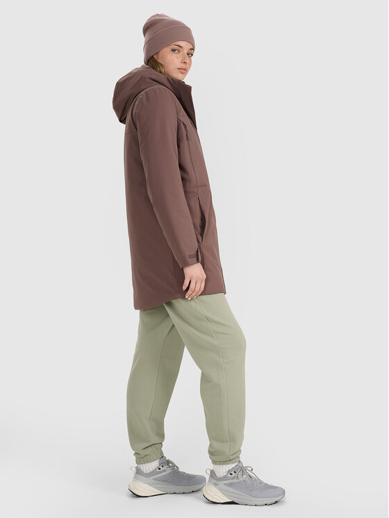 4F 4F Płaszcz przejściowy URBAN COMMUTER Brązowy ciemny Regular Fit