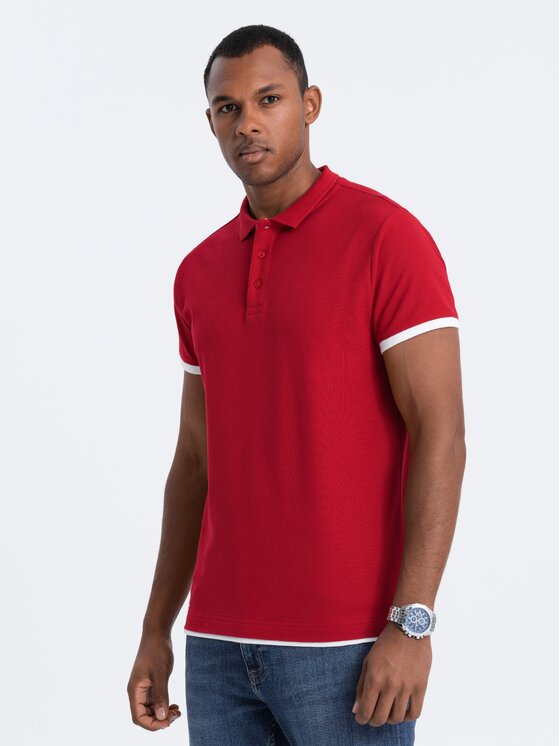 Ombre Ombre Polo OM-POSS-0113 Czerwony Fitting Fit
