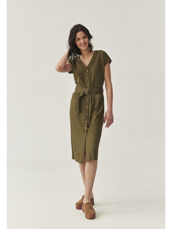 TATUUM TATUUM Sukienka dzianinowa WANKA Khaki Loose Fit