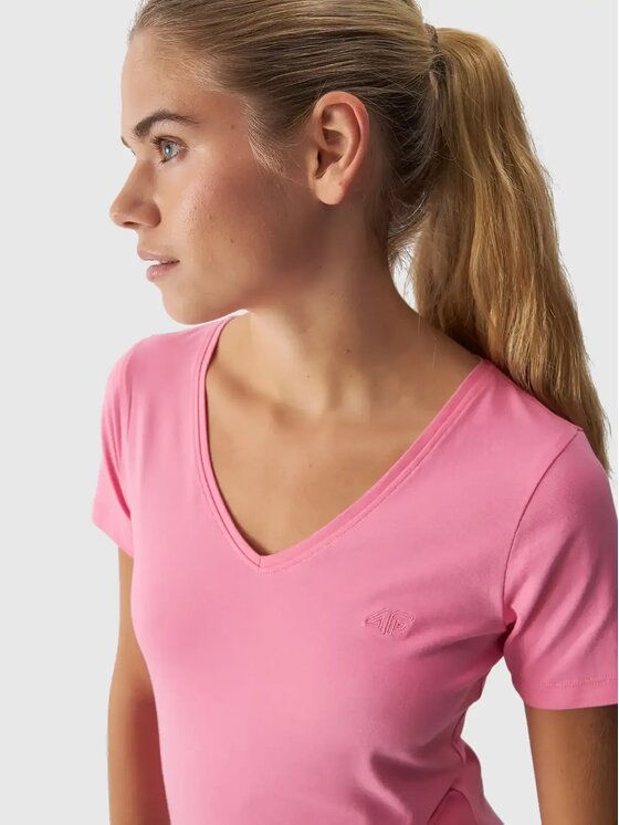 4F 4F T-shirt 4FWAW24TTSHF164-54S Rosa Slim Fit