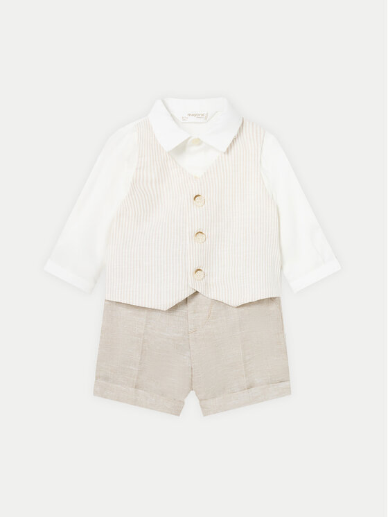 Mayoral Mayoral Set cămașă și șorturi din material textil 01220 Bej Regular Fit