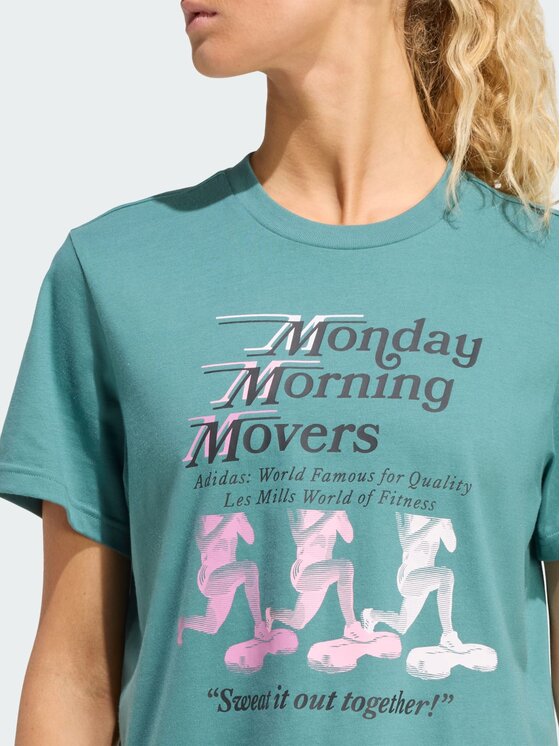 adidas adidas Koszulka techniczna LESMILLS MOVERS GRAPHIC Zielony Loose Fit