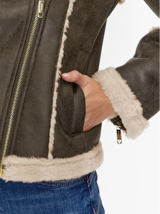 Fracomina Fracomina Cappotto in shearling FS23WC1001O44601 Marrone Regular Fit