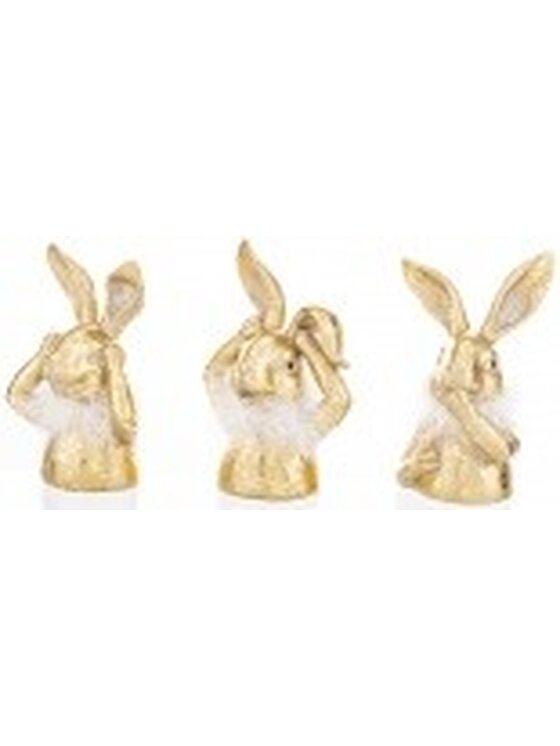 MIAhome MIAhome Figurka Dekoracja 3 złote króliki - nie widzę, nie słyszę, nie mówię 16,5x10x6 cm Złoty