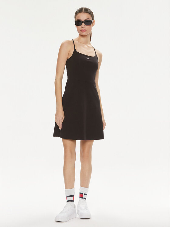 Tommy Jeans Tommy Jeans Rochie de vară Essential DW0DW17988 Negru Slim Fit