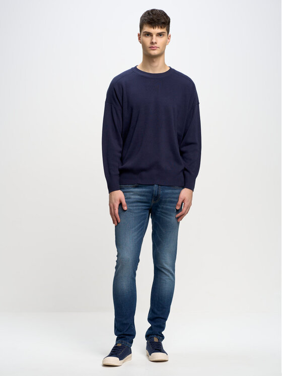 BIG STAR BIG STAR Sweter STAN_403_160 Granatowy Oversize