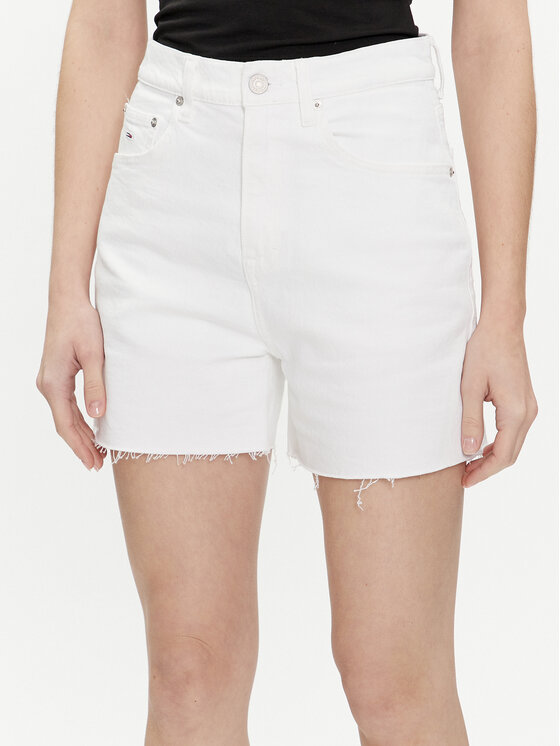 Tommy Jeans Pantaloni scurți de blugi DW0DW17636 Alb Mom Fit