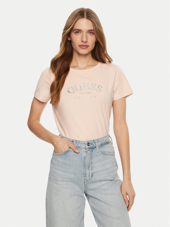 Guess Guess T-Shirt V5RI16 J1314 Růžová Regular Fit
