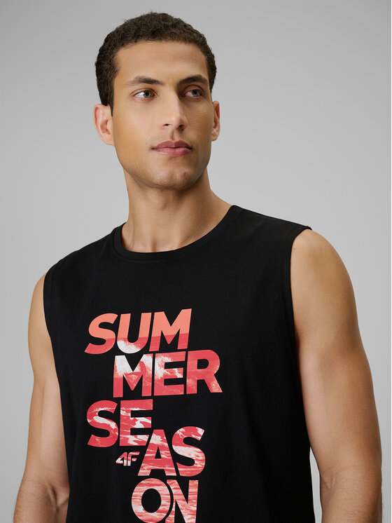 4F 4F Tank top BEACHWEAR Czarny Regular Fit