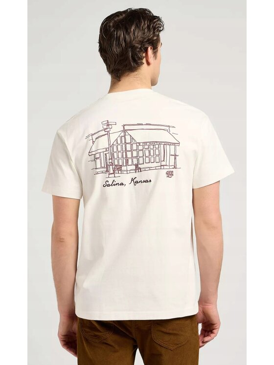 Lee Lee T-Shirt Relaxed Graphic Tee Biały Relaxed Fit