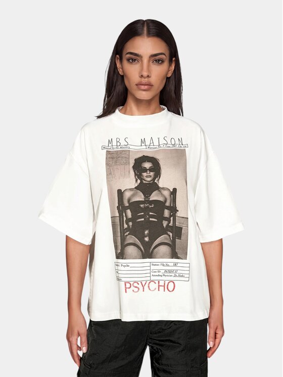MADE BY SOCIETY MADE BY SOCIETY T-Shirt PSYCHO - T27884 Biały Basic Fit