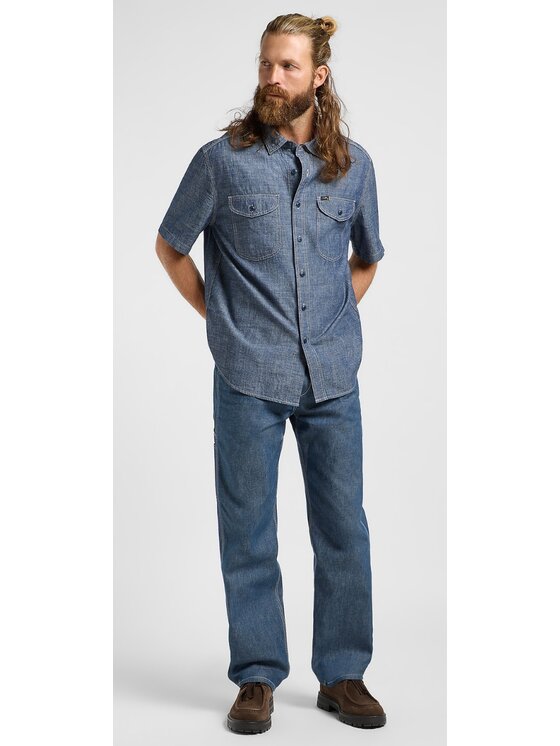 Lee Lee Koszula 101 SS Worker Shirt Niebieski Relaxed Fit