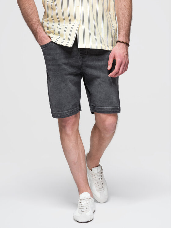 Ombre Ombre Džínové šortky OM-SRDS-0192 Tmavě šedá Slim Fit