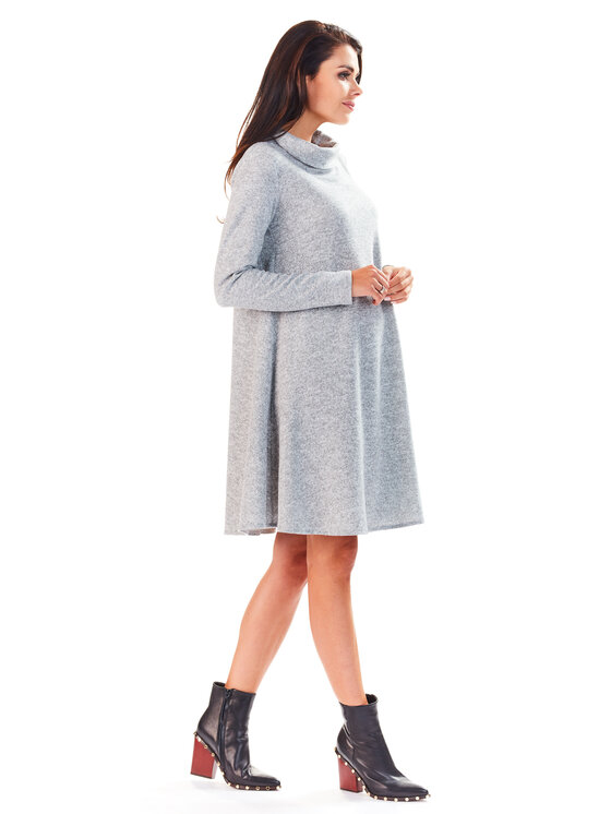 Awama Awama Úpletové šaty A198 Sivá Basic Fit
