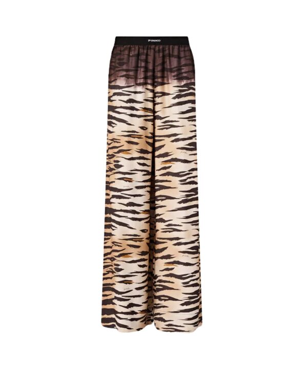 PINKO PINKO Jazdecké nohavice Pantaloni fluidi con stampa tigrata Hnedá Regular Fit