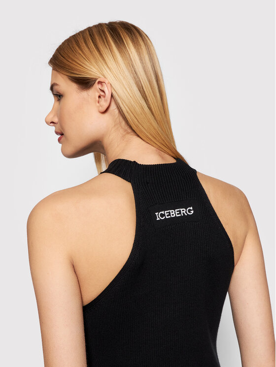 Iceberg Iceberg Pletena obleka AH0176049000 Črna Slim Fit
