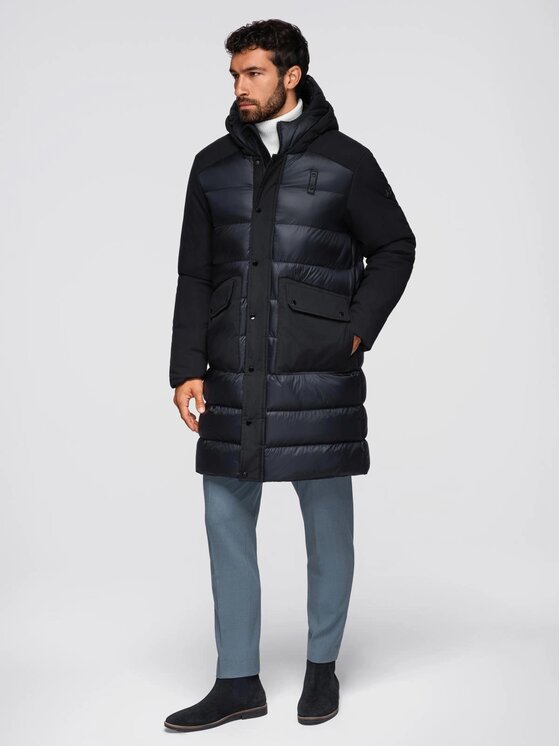 Ombre Ombre Kurtka zimowa OM-JALJ-0308 Czarny Regular Fit