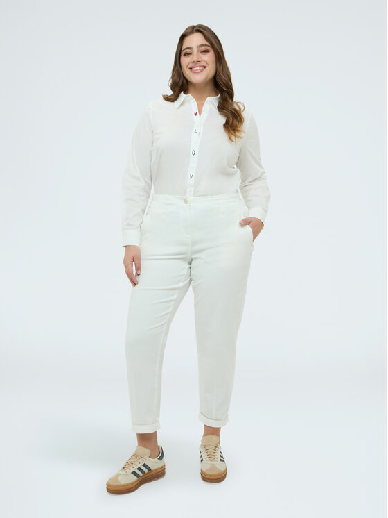 Fiorella Rubino Fiorella Rubino Spodnie materiałowe P706T005159N011 Biały Regular Fit
