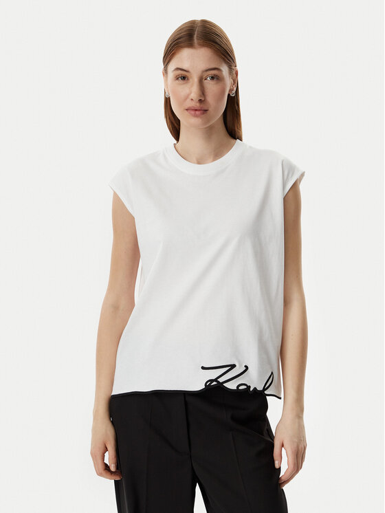 KARL LAGERFELD Tricou B2W17018 Alb Regular Fit