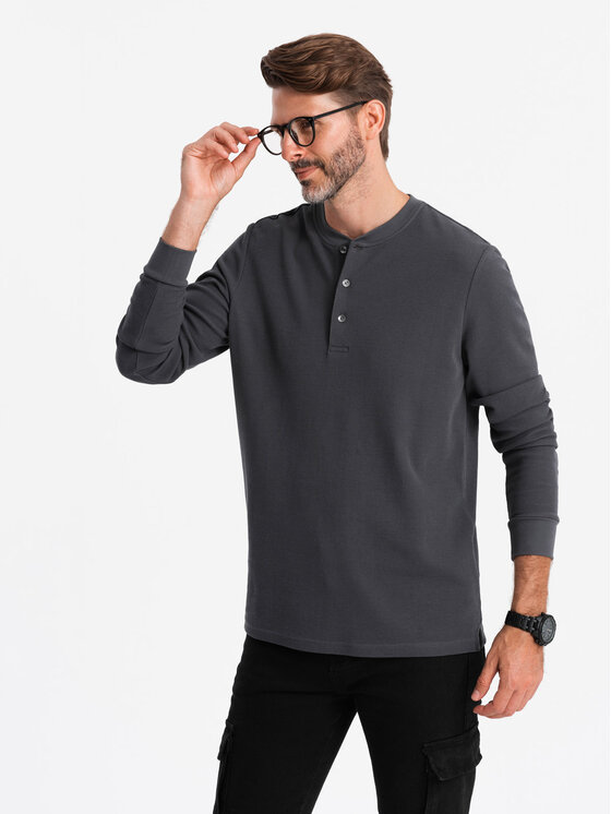 Ombre Ombre S dlouhým rukávem OM-LSCL-0120 Šedá Regular Fit