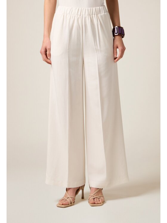Oltre Oltre Pantaloni di tessuto P006J002460N021 Bianco Baggy Fit