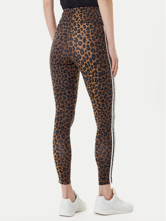 adidas adidas Legginsy Leopard 3-Stripes JW7308 Brązowy Slim Fit