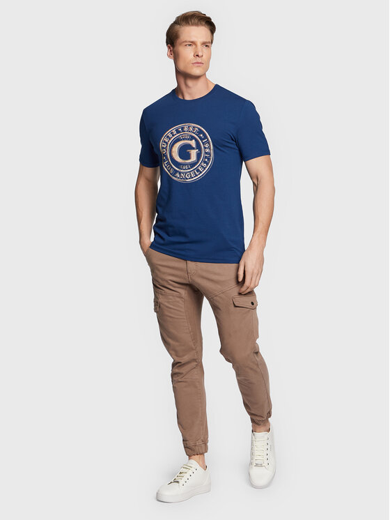 T-shirt Round Logo M3GI11 J1314 Blu scuro Slim Fit...