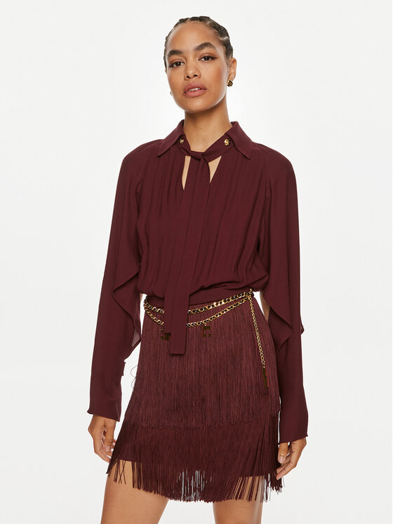 Elisabetta Franchi Rochie cocktail AB-654-46E2 Vișiniu Regular Fit