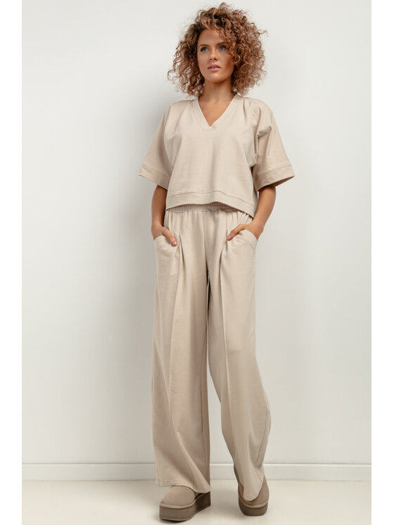 Tessita Tessita Bluza T416/3/XS-S Beżowy Loose Fit