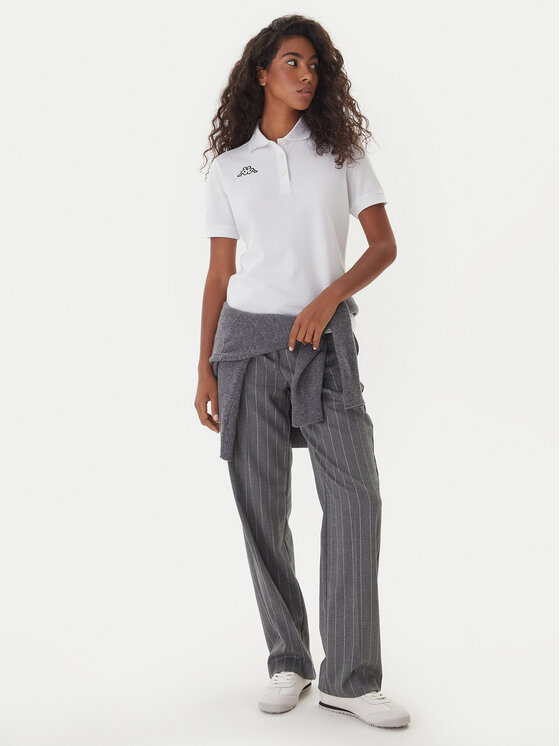 Kappa Kappa Тениска с яка и копчета Logo Sharas Wss 302B3C0 Бял Regular Fit