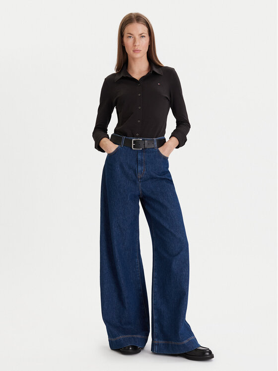 Tommy Hilfiger Tommy Hilfiger Риза 1985 WW0WW43528 Черен Slim Fit