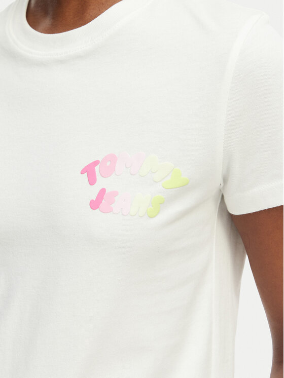 Tommy Jeans Tommy Jeans T-Shirt Bubble Logo DW0DW22310 Creme Regular Fit