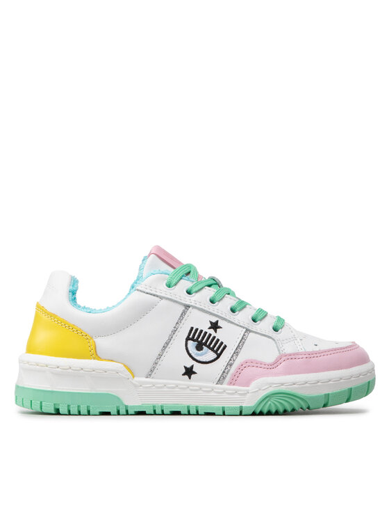 Shop Chiara Ferragni Low top sneakers fluo fur - White on