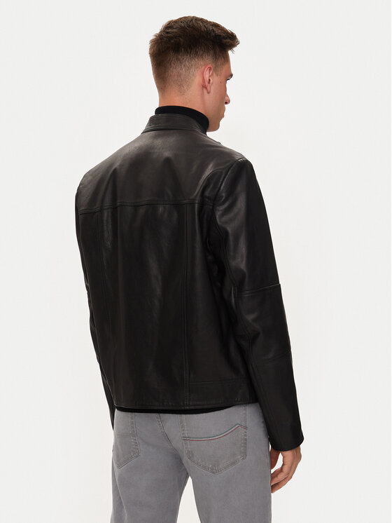 HUGO Hugo Odinė striukė Lokis-3 50516869 Juoda Slim Fit